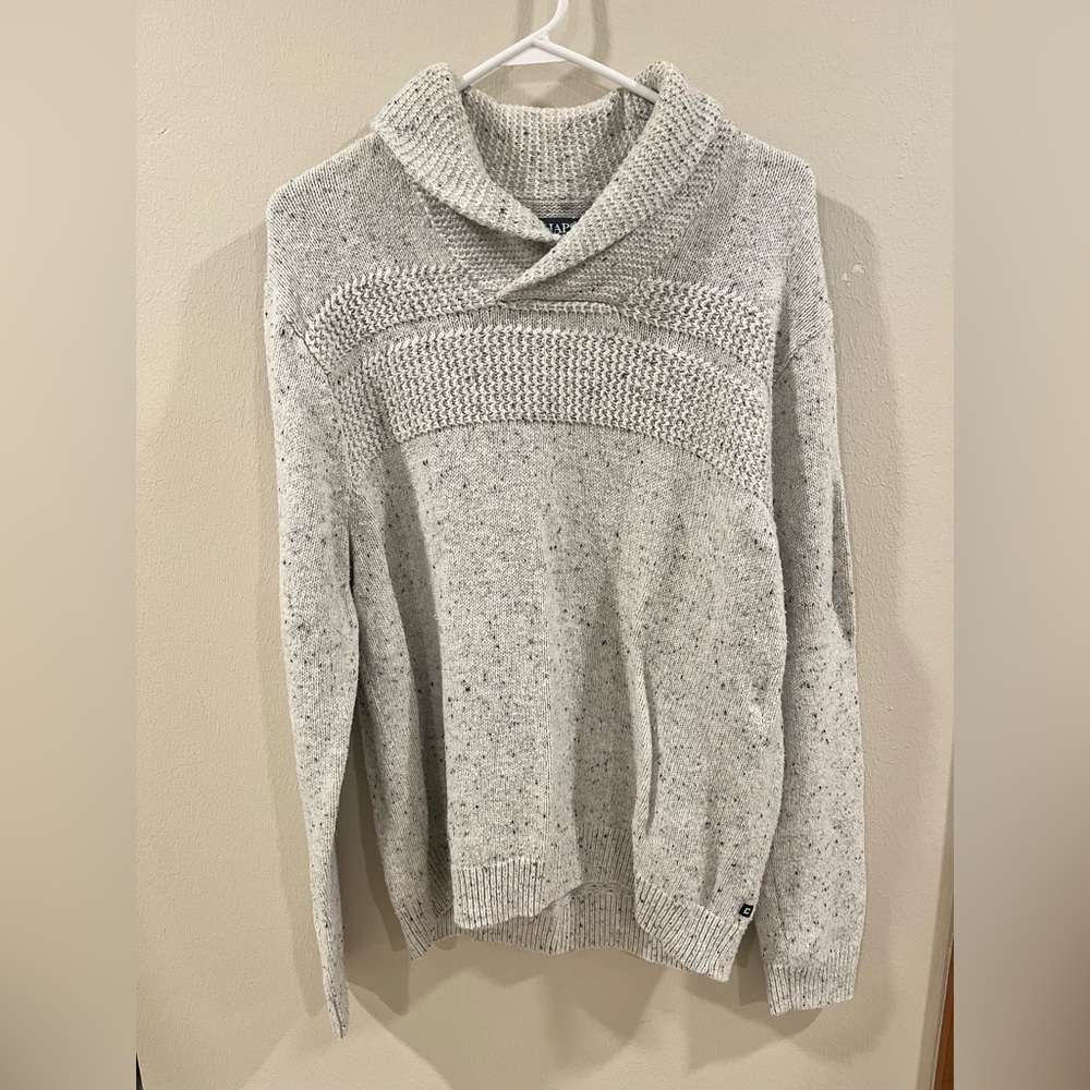 Chaps Large Shawl Neck Speckled Knit Sweater